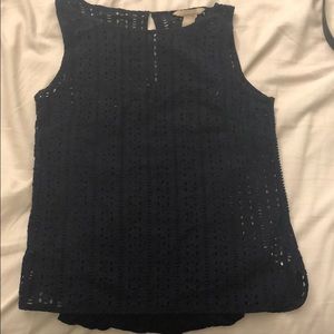 Navy blue eyelette top
